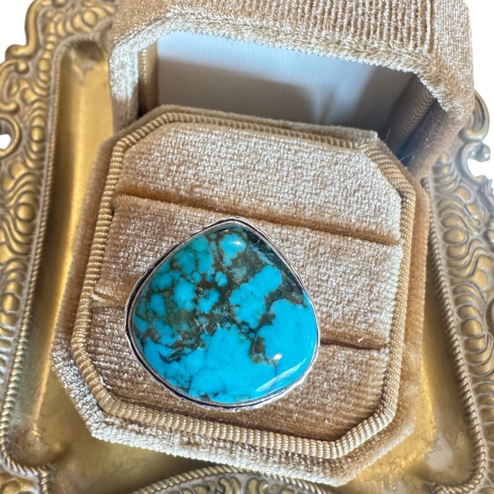 Turquoise Dyed Howlite Sterling Silver 925 Ring - Picture 2 of 4